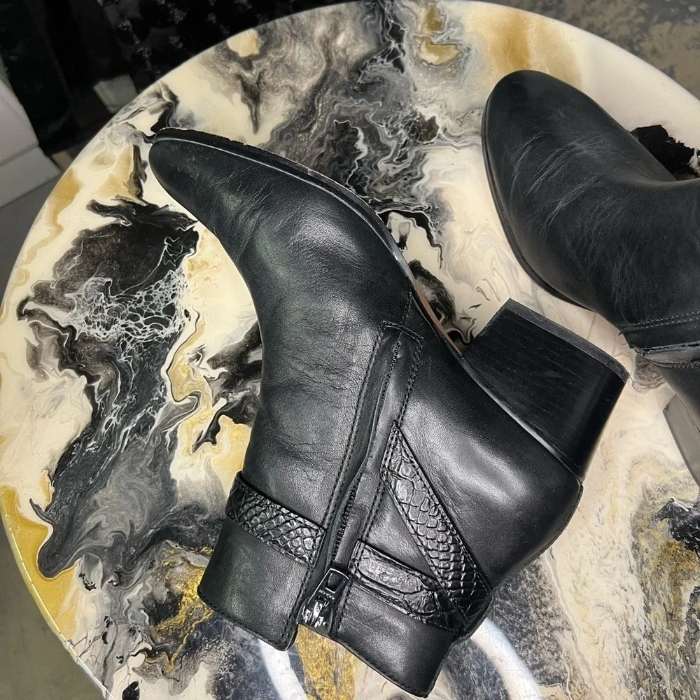 Coach Paulina Leather Boot Snakeskin Embossed